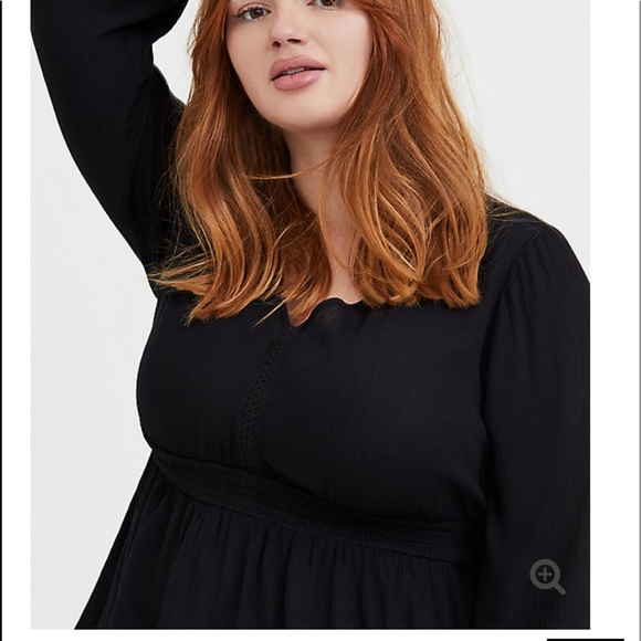 ❌SOLD❌ BLACK GAUZE PEPLUM MIDI PEASANT BLOUSE - Picture 2 of 6